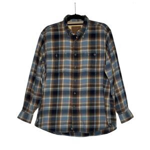 Outdoor Life Blue Brown Flannel Button Casual Shirt size Large